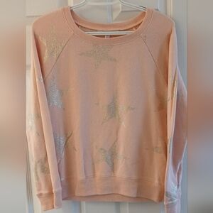 Victoria’s Secret Blush Pink Fleece Sweatshirt Size Small Gold Stars